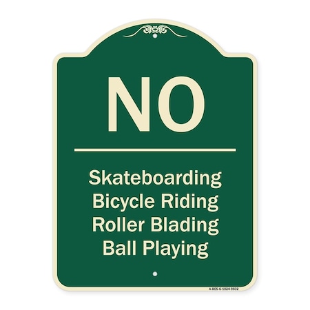 Signmission Designer Series-No-Bicycle Riding Roller Blading Ball Playing, 24" x 18", G-1824-9832 A-DES-G-1824-9832